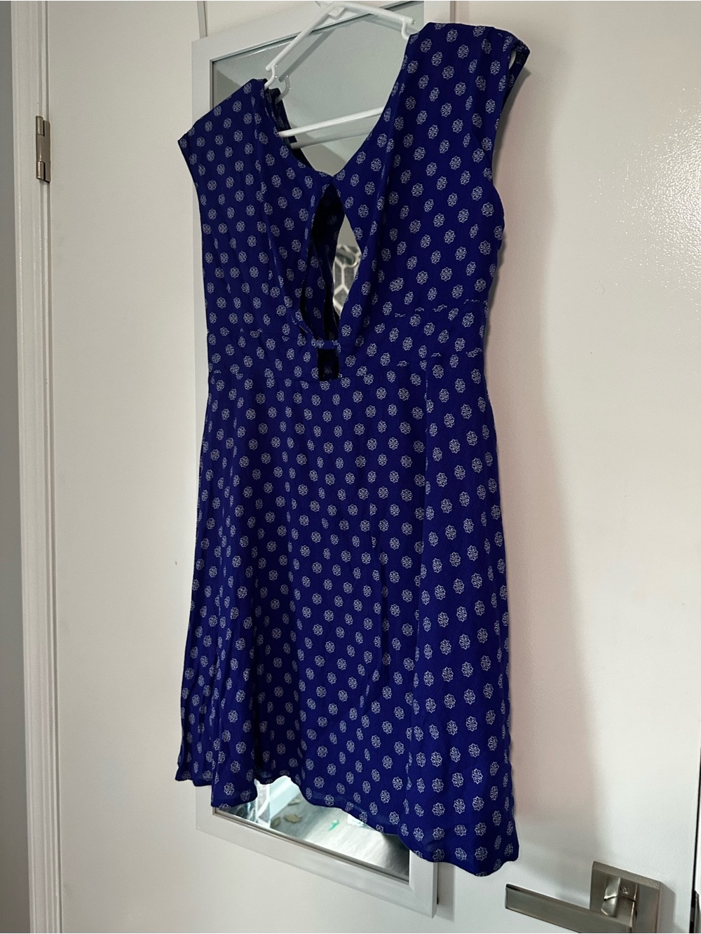 Free People Blue and White Paisley Sleeveless key hole Dress